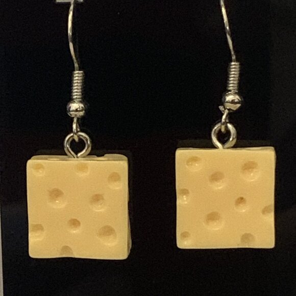 Cheese Earrings, Swiss Cheese, Funny Food Earrings, Silly Earrings, Gift Idea - Picture 1 of 4